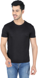 Newsingh Solid Men Round Neck Black T-Shirt