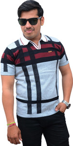 CottonAvenue Self Design Men Polo Neck Multicolor T-Shirt