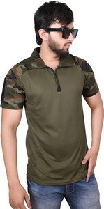 AADAKS SPORTZZ Military Camouflage Men Polo Neck Green T-Shirt
