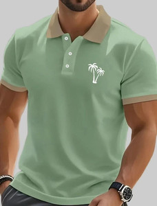 TAZO Solid Men Polo Neck Green T-Shirt