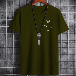TeeWink Solid, Self Design Men Round Neck Green T-Shirt