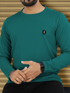 VeBNoR Solid Men Round Neck Green T-Shirt