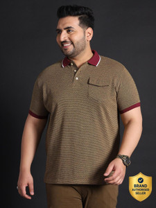 bigbanana Striped Men Polo Neck Yellow T-Shirt
