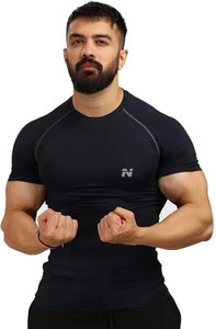HouseOfCommon Solid Men Round Neck Black T-Shirt