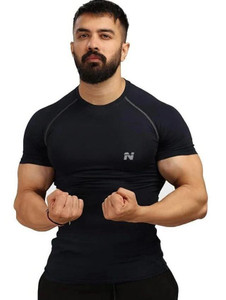 HouseOfCommon Solid Men Round Neck Black T-Shirt