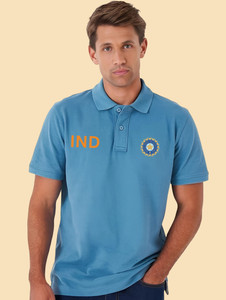 Zoobang Printed Men Polo Neck Reversible Light Blue T-Shirt