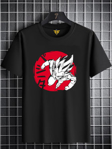 RS Print Printed Men Round Neck Black T-Shirt