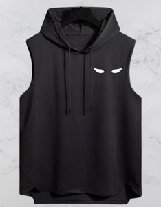 Mundali Printed Men Hooded Neck Black T-Shirt