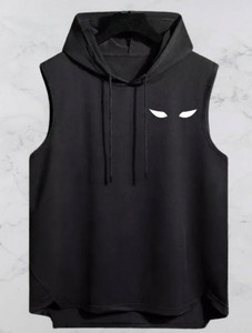 Mundali Printed Men Hooded Neck Black T-Shirt
