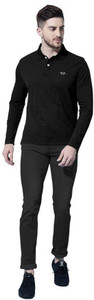 Triptee Solid Men Polo Neck Black T-Shirt
