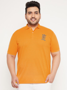The Million Club Solid Men Polo Neck Yellow T-Shirt