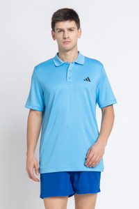 ADIDAS Self Design Men Polo Neck Blue T-Shirt