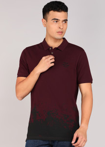 WROGN Solid Men Polo Neck Maroon T-Shirt