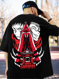 ZENTIK Printed Men Round Neck Black T-Shirt