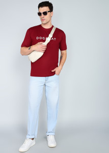 Gentle Minds Solid Men Round Neck Maroon T-Shirt