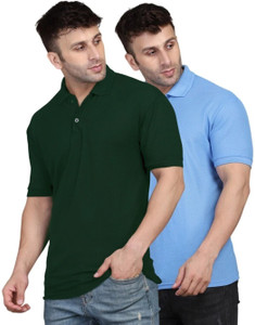 INKKR Solid Men Polo Neck Black, Red T-Shirt