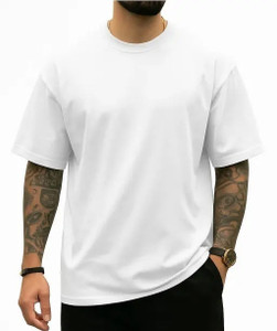 KILIYAM Solid Men Round Neck White T-Shirt