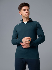 TECHNOSPORT Men High Neck Green T-Shirt - Image 6