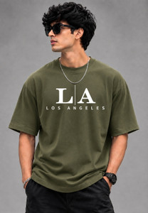 Vigilante Printed Men Round Neck Dark Green T-Shirt