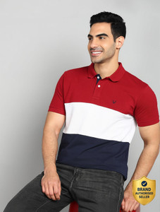 Allen Solly Colorblock Men Polo Neck White T-Shirt