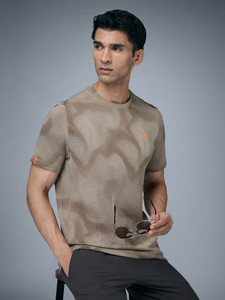 TECHNOSPORT Tie & Dye Men Round Neck Beige T-Shirt
