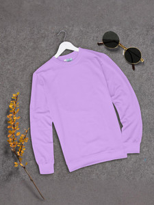 RABBY Solid Couple Round Neck Purple T-Shirt