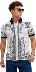 TshirtBuddy Printed Men Polo Neck White T-Shirt