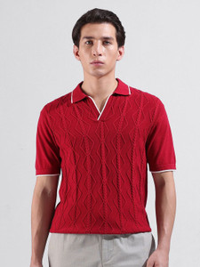The Indian Garage Co. Men Maroon Polo Neck T-Shirt - Image 1