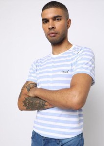 French Connection Striped Men Round Neck White T-Shirt