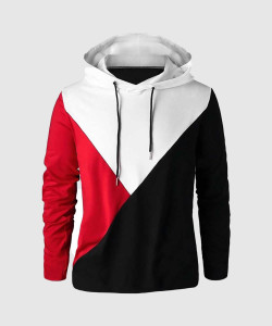 Try This Printed Men Hooded Neck Red T-Shirt
