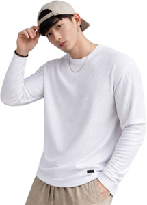 KAJARU TEES Solid Men Round Neck White T-Shirt