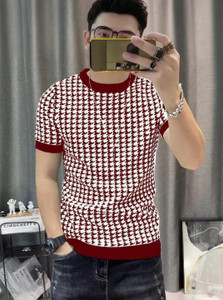 Try This Self Design Men Round Neck Maroon T-Shirt