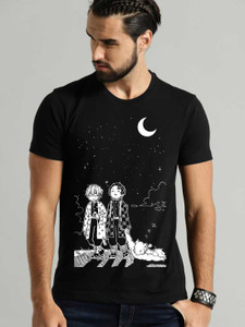 VIKCLIQUE Printed Men Round Neck Black T-Shirt