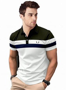 गरिमा नीट वियर पुरुषों के लिए पोलो नेक प्रिंटेड हरा टी-शर्ट