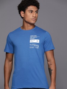 HRX by Hrithik Roshan Printed, Typography Men Round Neck Blue T-Shirt