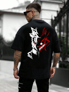 BQF Printed Men Round Neck Black T-Shirt