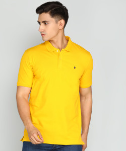 Louis Philippe Sport Solid Men Polo Neck Yellow T-Shirt