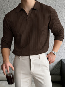 EyeBogler Men Polo Neck Brown T-Shirt - Image 3
