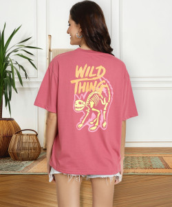 METRONAUT Printed Women Round Neck Pink T-Shirt