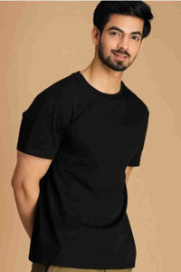 Trendtee Solid Men Round Neck Black T-Shirt