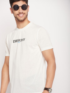 UBX Printed Men Round Neck White T-Shirt