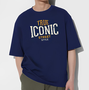 Reya Printed Men Round Neck Blue T-Shirt