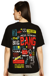 METRONAUT Printed Women Round Neck Black T-Shirt