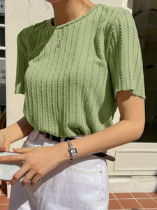 teeshub Casual Self Design Women Green Top