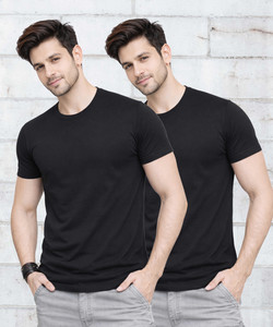 SMARTRIX Solid Men Round Neck Black T-Shirt