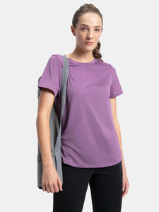 JOCKEY Solid Women Round Neck Purple T-Shirt