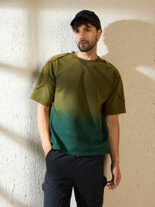 FUGAZEE Tie & Dye Men Round Neck Green, Dark Green T-Shirt