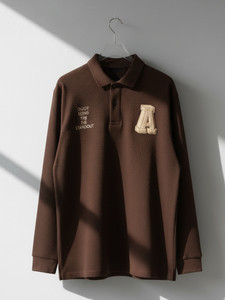 Jump Cuts Men Polo Neck Brown T-Shirt - Image 6