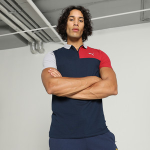 PUMA Men Solid Casual Dark Blue, Red, White Shirt