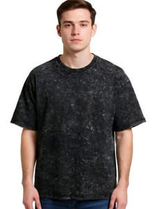 BEEFITS Washed Men Crew Neck Black T-Shirt